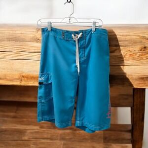 Hurley Board Shorts Swim Trunks‎ Cargo Pocket Quick Dry Blue Men's sz large